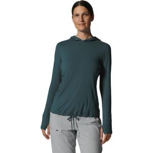 Mountain Hardwear Women’s Crater Lake Long Sleeve Hoody for Hiking, Camping, Backpacking, and Casual Wear(Dark Marsh)