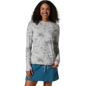 Mountain Hardwear Women’s Crater Lake Long Sleeve Hoody for Hiking, Camping, Backpacking, and Casual Wear(Grey Ice Crag Camo)