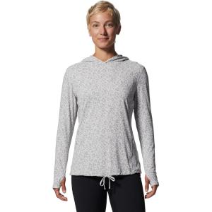 Mountain Hardwear Women’s Crater Lake Long Sleeve Hoody for Hiking, Camping, Backpacking, and Casual Wear(Grey Ice Wildcat Print)