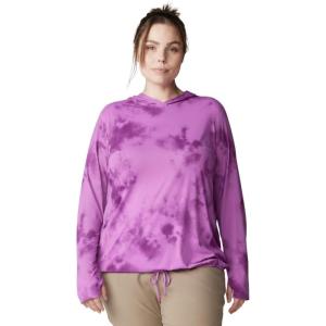 Mountain Hardwear Women’s Crater Lake Long Sleeve Hoody for Hiking, Camping, Backpacking, and Casual Wear(Lilac Glow Clouds Print)