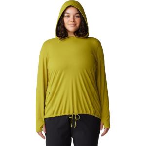 Mountain Hardwear Women’s Crater Lake Long Sleeve Hoody for Hiking, Camping, Backpacking, and Casual Wear(Python Green)