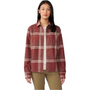 Mountain Hardwear Womens Plusher Long Sleeve ShirtShirt(Clay Earth Plaid Print)