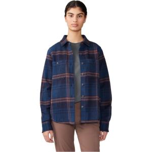 Mountain Hardwear Womens Plusher Long Sleeve ShirtShirt(Dark Zinc Plaid Print)