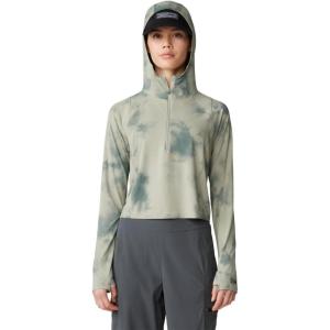 Mountain Hardwear womens Crater Lake Crop ZipShirt(White Sage Clouds Print)
