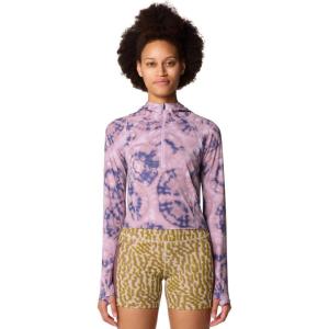 Mountain Hardwear womens Crater Lake Crop ZipShirt(Wisteria Spore Dye Print)