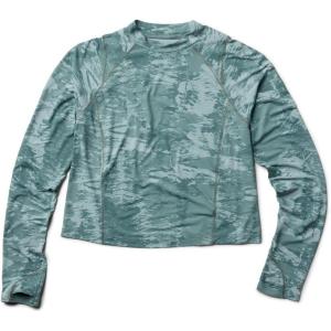 Mountain Hardwear womens Crater Lake Long Sleeve Crop(Blue Sage Inked Dye Print)