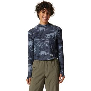 Mountain Hardwear womens Crater Lake Long Sleeve Crop(Blue Slate Crag Camo)