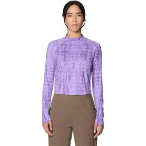 Mountain Hardwear womens Crater Lake Long Sleeve Crop(Harbor Violet Prismatic Print)