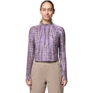Mountain Hardwear womens Crater Lake Long Sleeve Crop(Purple Sage Prismatic Print)