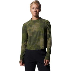 Mountain Hardwear womens Crater Lake Long Sleeve Crop(Surplus Green Pines Camo)