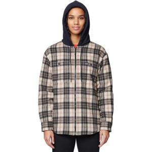 Mountain Hardwear womens Plusher Microchill Lined Shacket(Fossil Tartan Plaid)