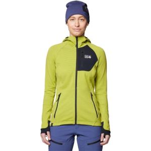 Mountain Hardwear womens Polartec Power Grid Full Zip Hoody(Python Green Heather  Black)