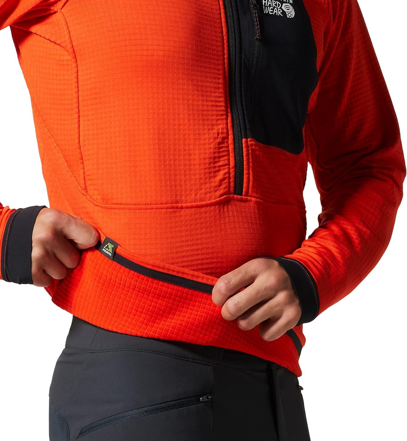 imageMountain Hardwear Mens Polartec Power Grid Half Zip Jacket Stylish and Warm Jacket for All Outdoor AdventuresState Orange