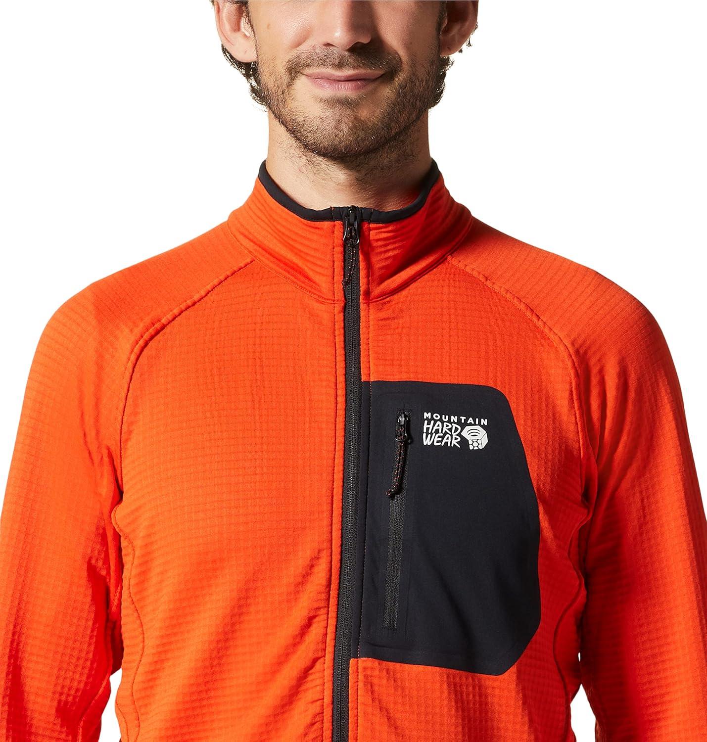 imageMountain Hardwear Mens Polartec Power Grid Half Zip Jacket Stylish and Warm Jacket for All Outdoor AdventuresState Orange