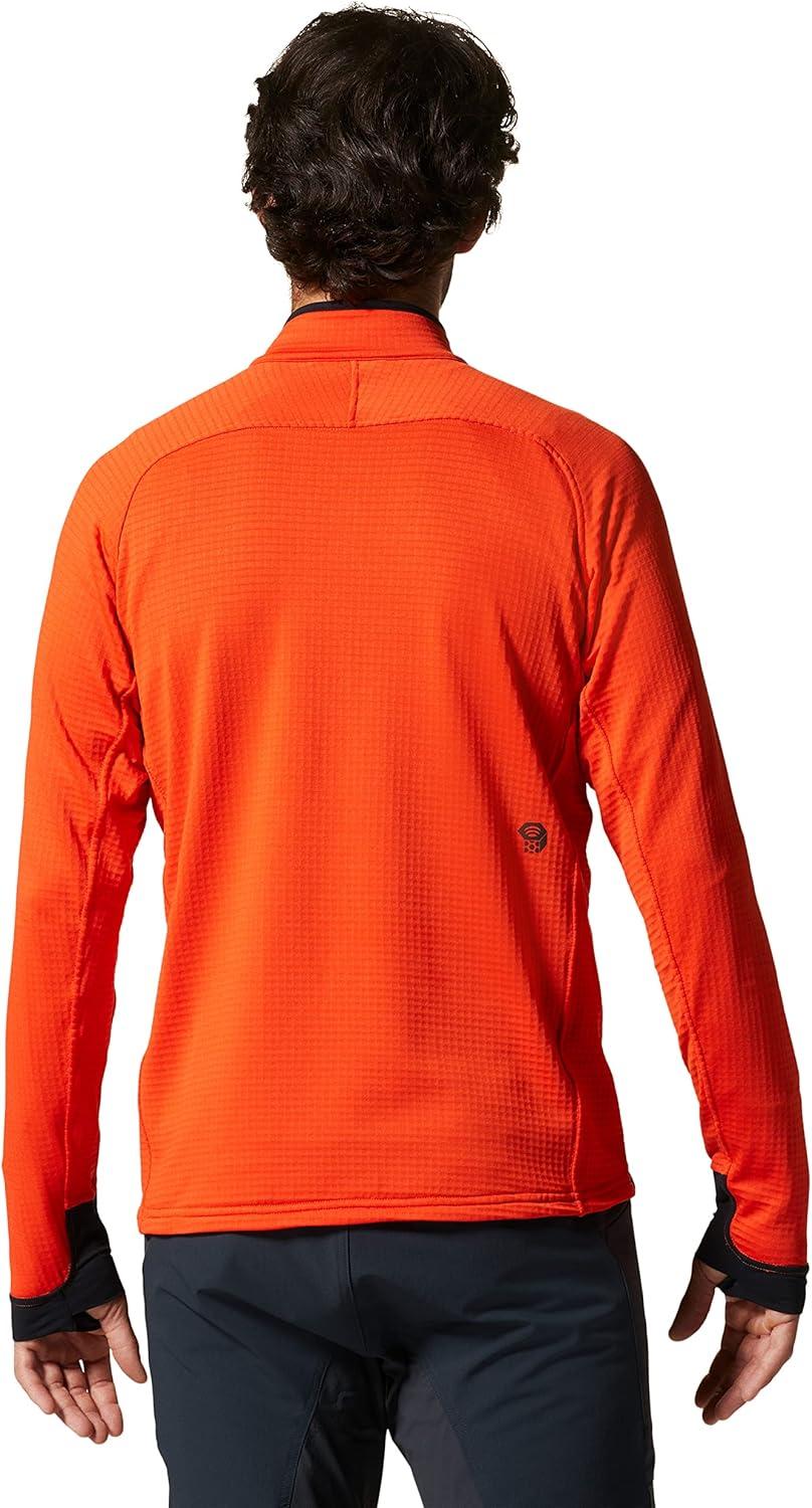 imageMountain Hardwear Mens Polartec Power Grid Half Zip Jacket Stylish and Warm Jacket for All Outdoor AdventuresState Orange
