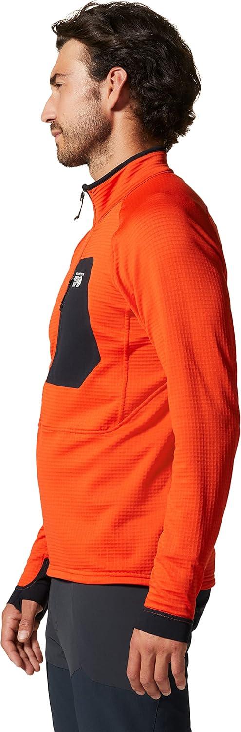 imageMountain Hardwear Mens Polartec Power Grid Half Zip Jacket Stylish and Warm Jacket for All Outdoor AdventuresState Orange
