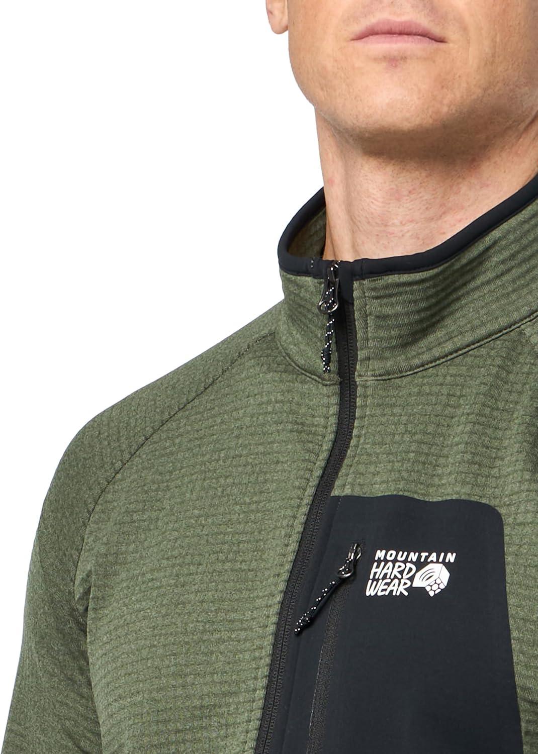 imageMountain Hardwear Mens Polartec Power Grid Half Zip Jacket Stylish and Warm Jacket for All Outdoor AdventuresSurplus Green Heather New 2024