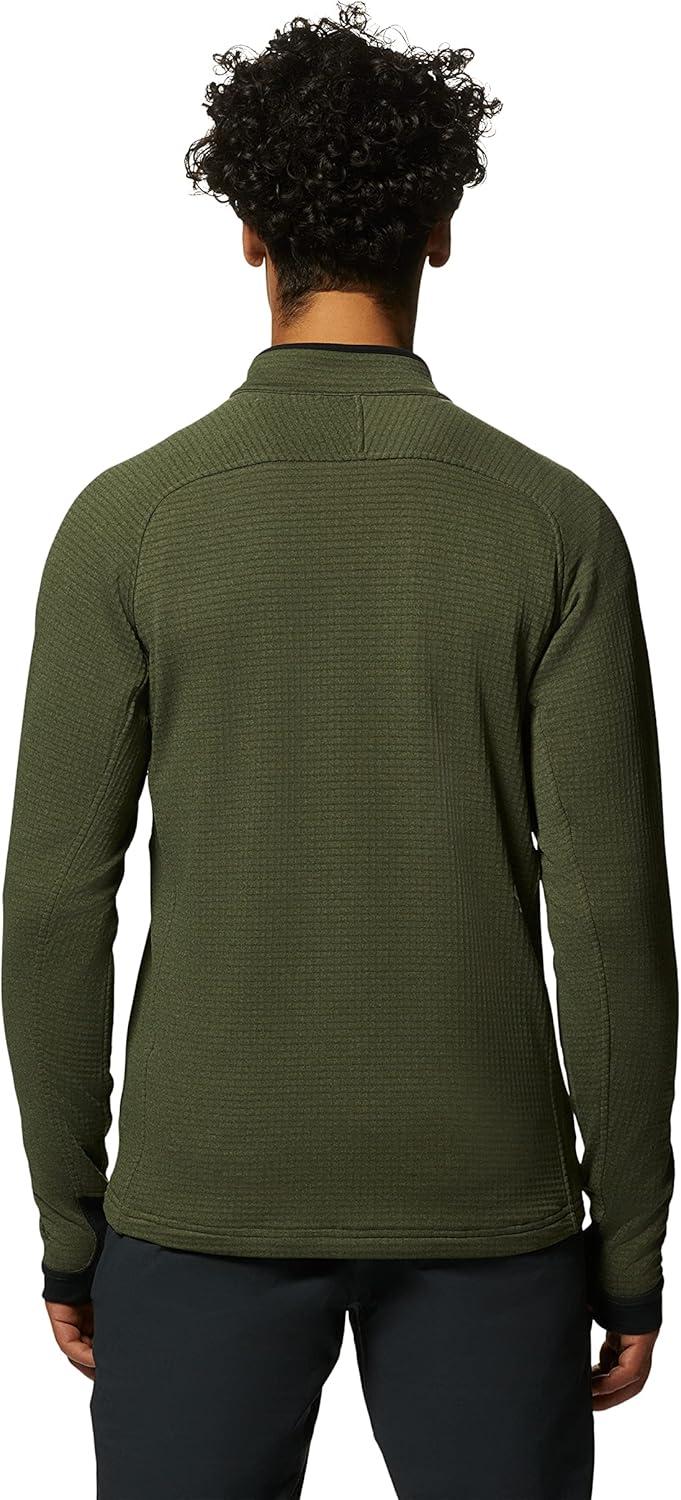 imageMountain Hardwear Mens Polartec Power Grid Half Zip Jacket Stylish and Warm Jacket for All Outdoor AdventuresSurplus Green Heather