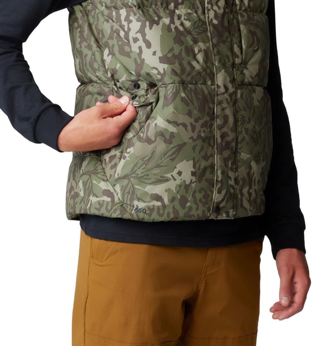imageMountain Hardwear mens Nevadan Down VestStone Green Forests Floor Print New 2024
