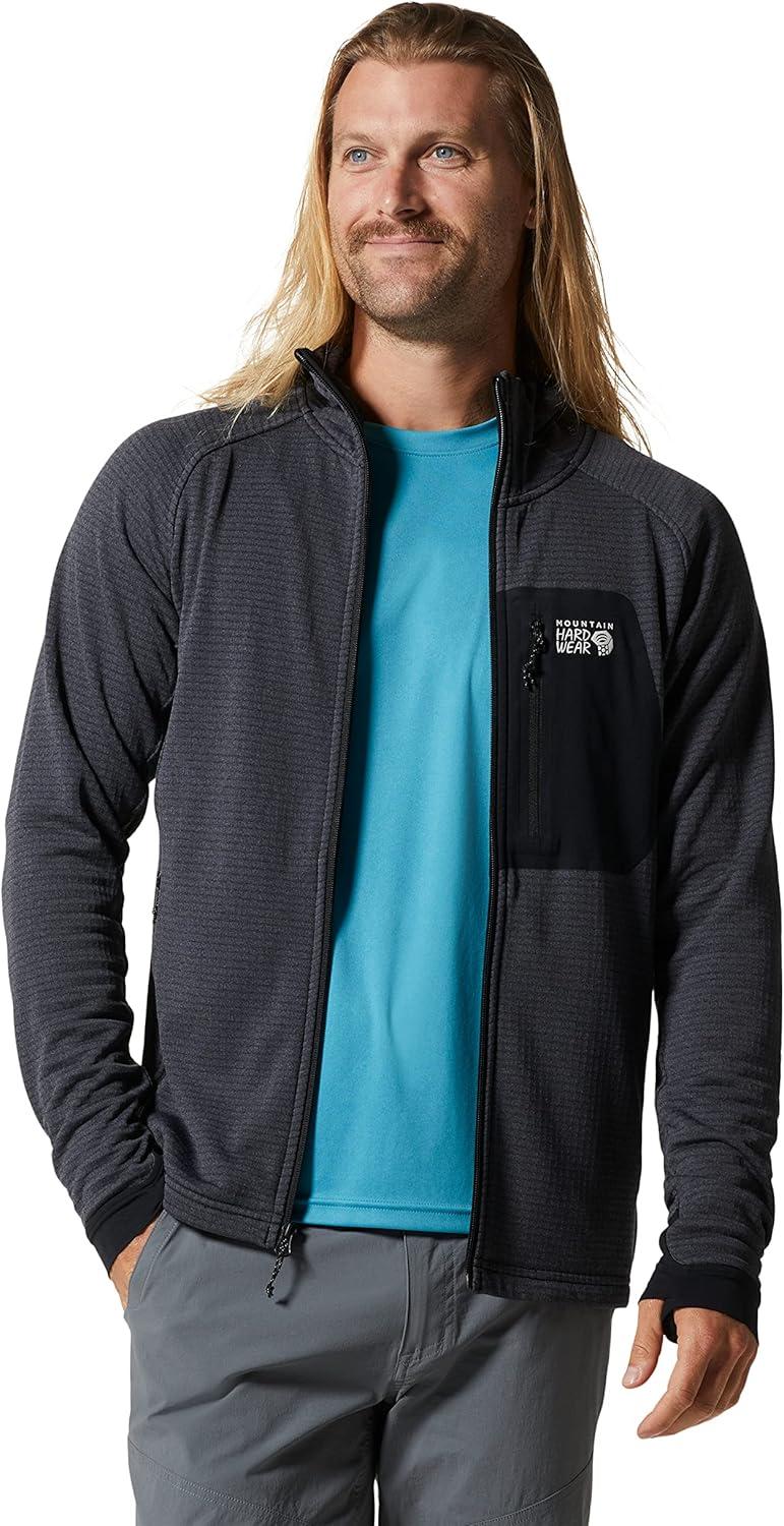 imageMountain Hardwear mens Polartec Power Grid Full Zip HoodyBlue Slate Heather