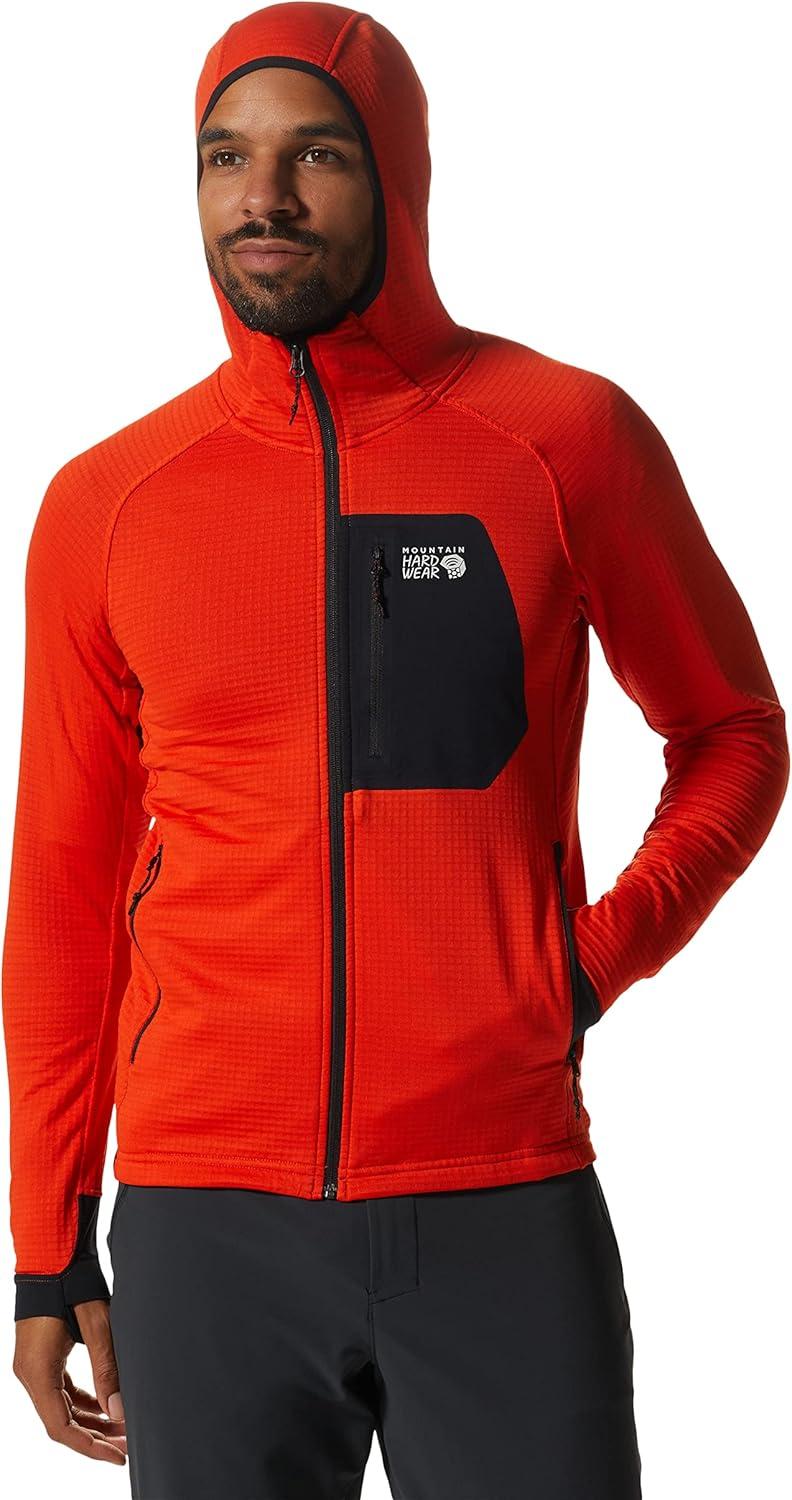 imageMountain Hardwear mens Polartec Power Grid Full Zip HoodyState Orange