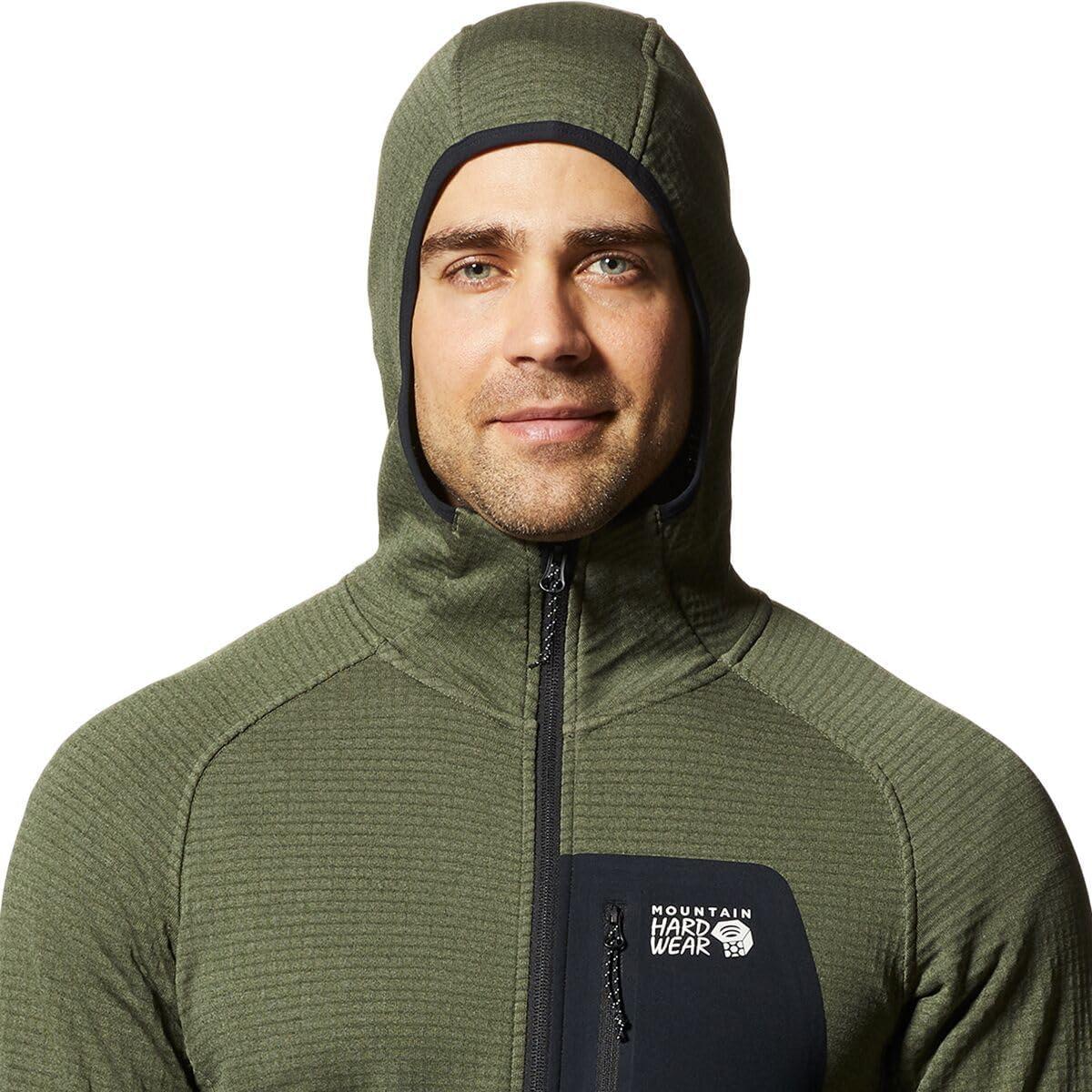 imageMountain Hardwear mens Polartec Power Grid Full Zip HoodySurplus Green Heather New 2024