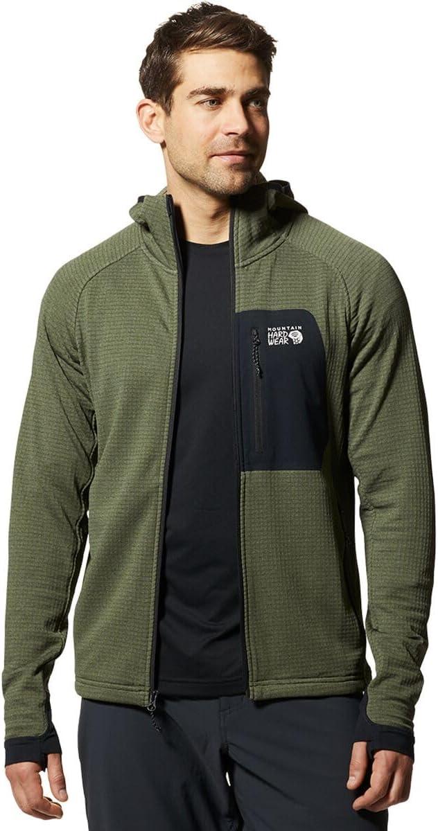 imageMountain Hardwear mens Polartec Power Grid Full Zip HoodySurplus Green Heather New 2024