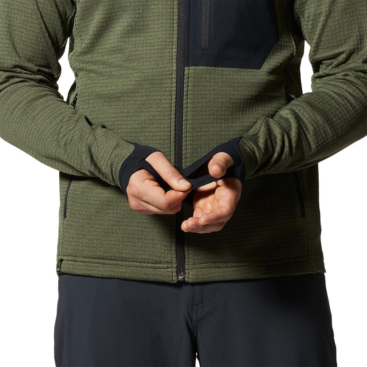 imageMountain Hardwear mens Polartec Power Grid Full Zip HoodySurplus Green Heather New 2024