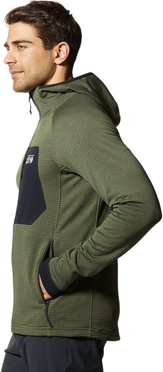 imageMountain Hardwear mens Polartec Power Grid Full Zip HoodySurplus Green Heather New 2024