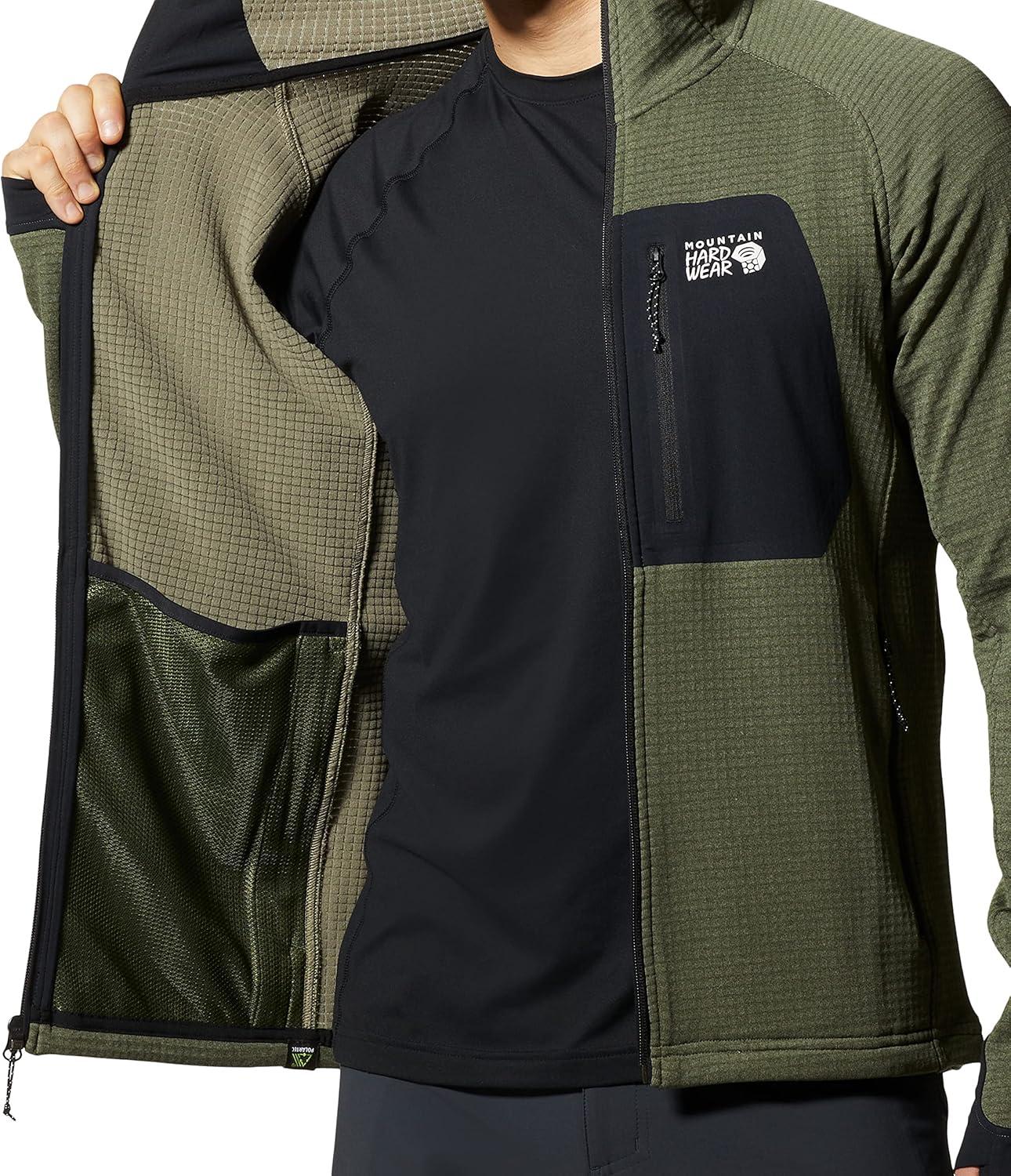 imageMountain Hardwear mens Polartec Power Grid Full Zip HoodySurplus Green Heather