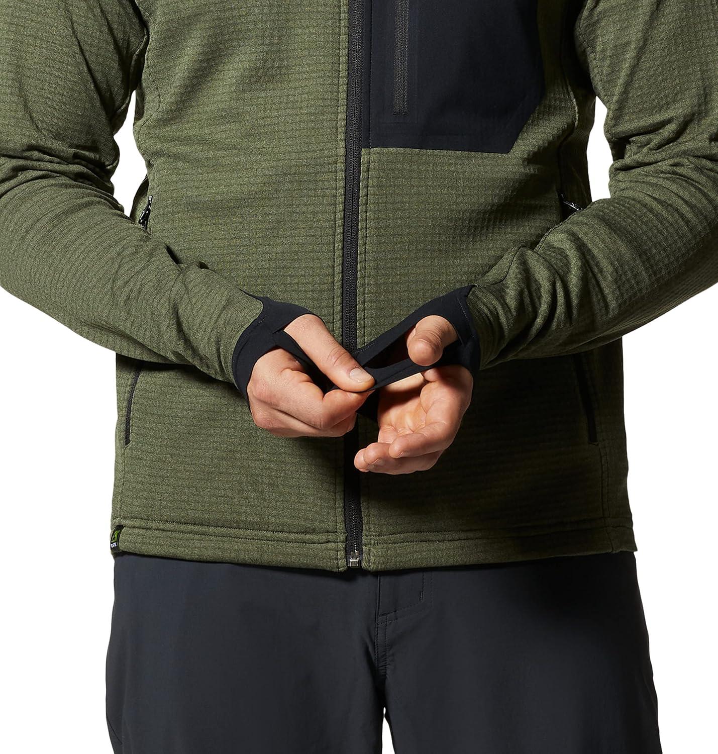 imageMountain Hardwear mens Polartec Power Grid Full Zip HoodySurplus Green Heather