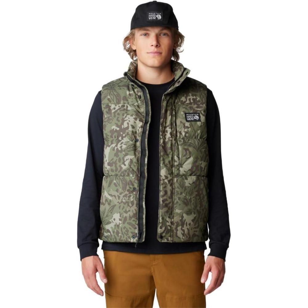 imageMountain Hardwear mens Nevadan Down VestStone Green Forests Floor Print New 2024