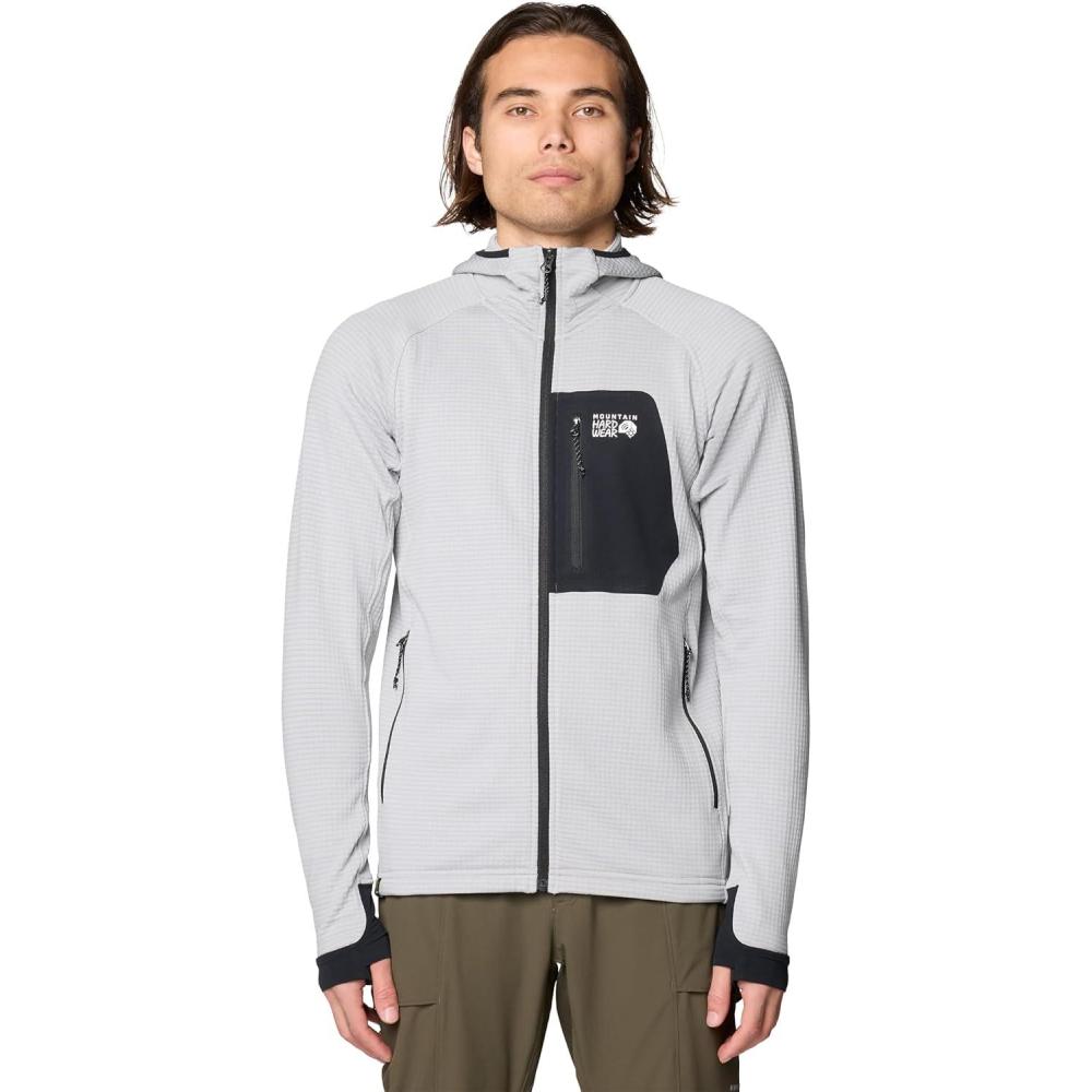 imageMountain Hardwear mens Polartec Power Grid Full Zip HoodyGlacial Heather