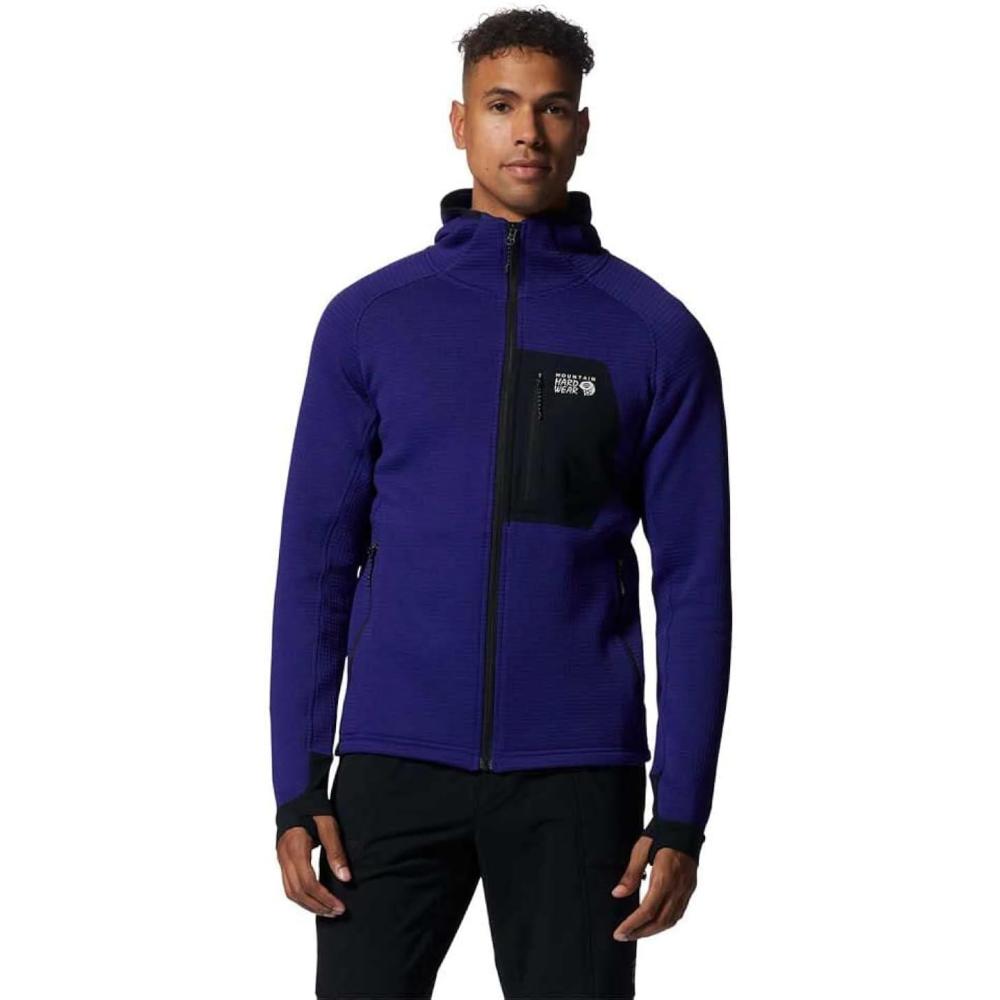imageMountain Hardwear mens Polartec Power Grid Full Zip HoodyKlein Blue Heather