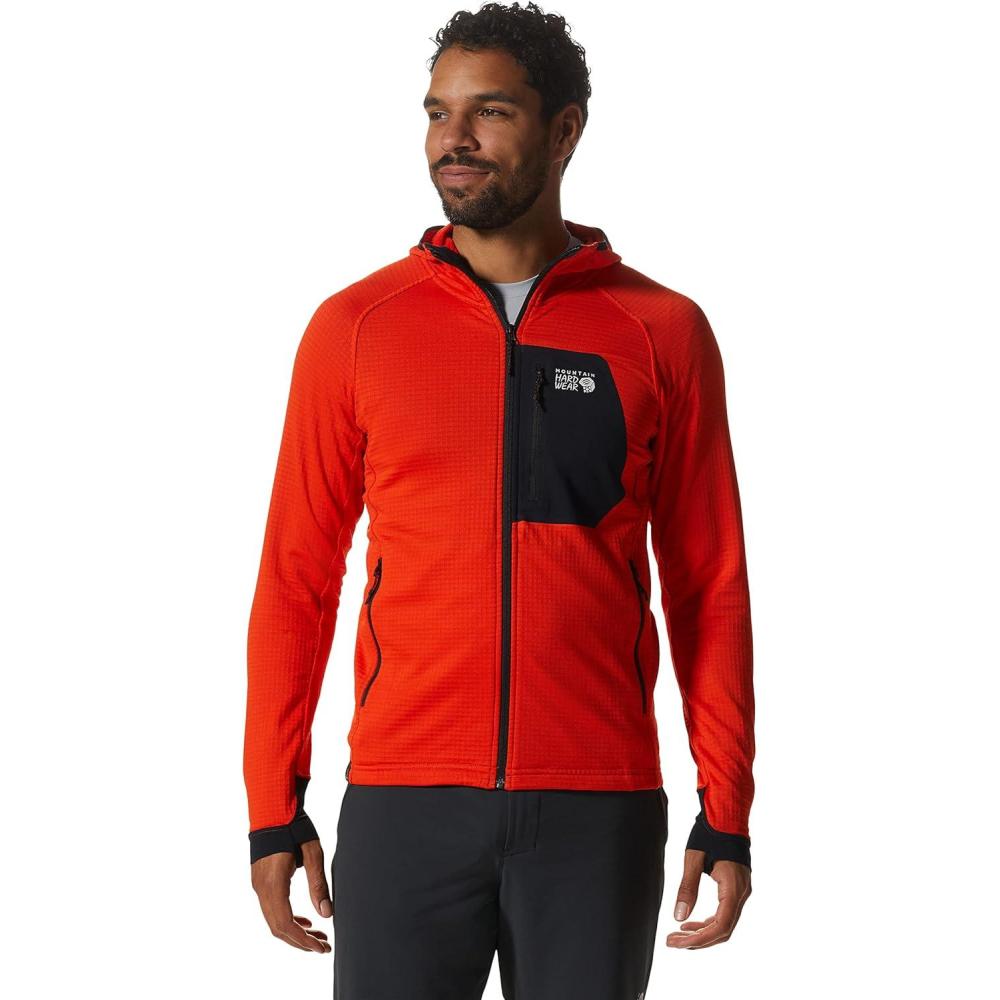 imageMountain Hardwear mens Polartec Power Grid Full Zip HoodyState Orange