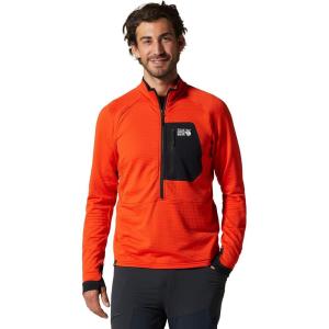 Mountain Hardwear Men’s Polartec Power Grid Half Zip Jacket | Stylish and Warm Jacket for All Outdoor Adventures(State Orange)