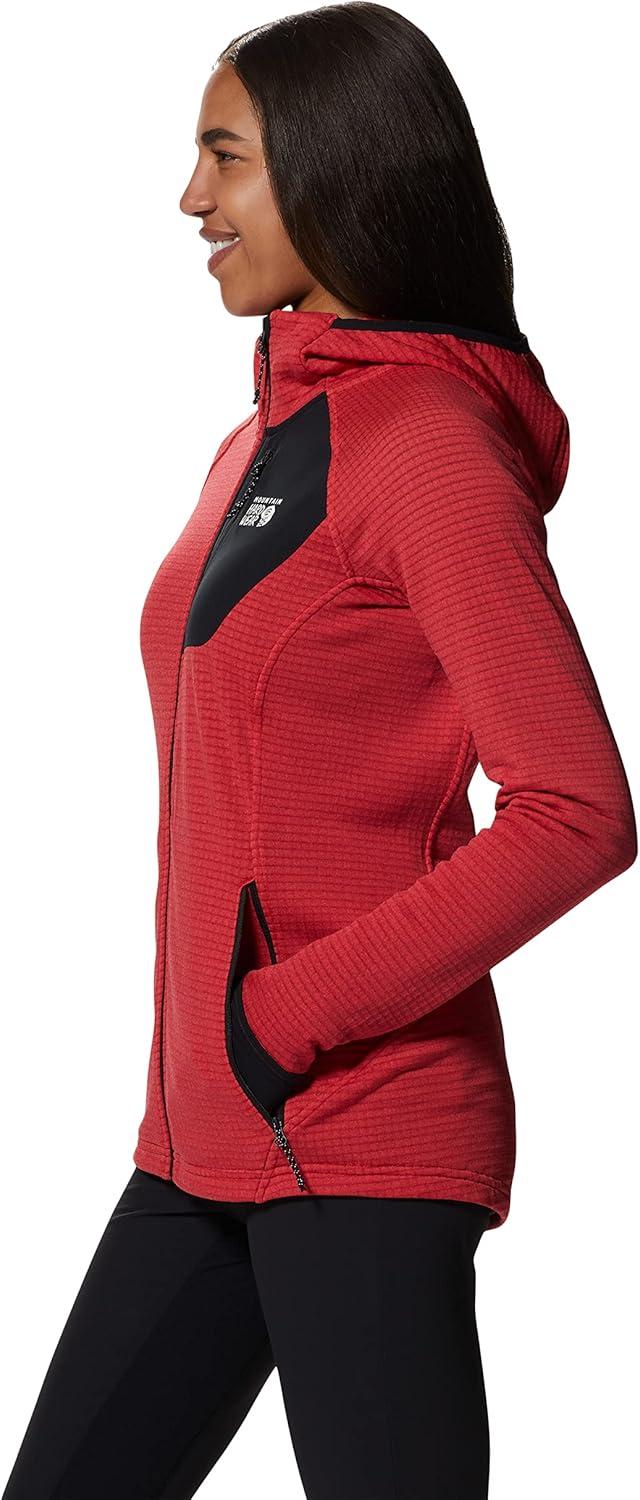 imageMountain Hardwear Womens Polartec Power Grid Full Zip Hoody for Climbing Hiking and Camping Breathable and InsulatedAlert Heather