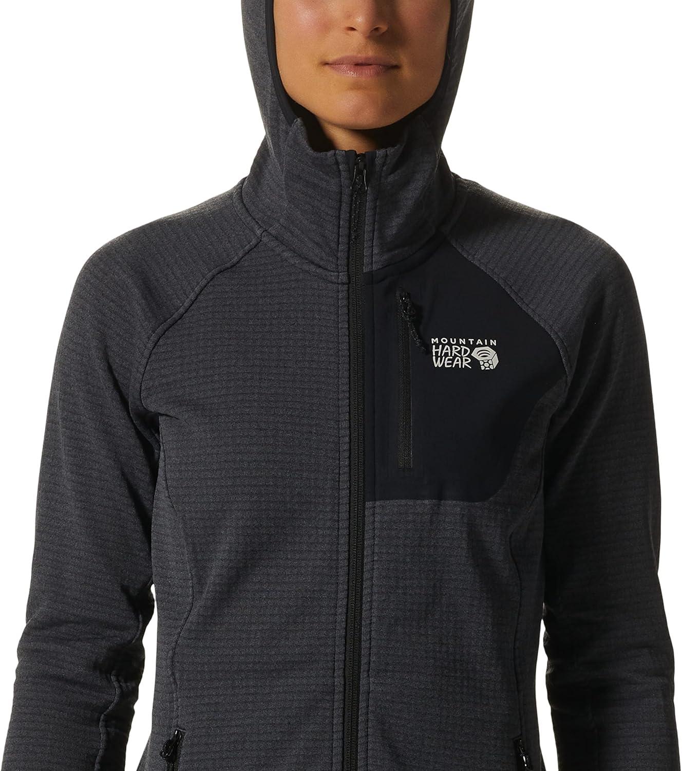 imageMountain Hardwear Womens Polartec Power Grid Full Zip Hoody for Climbing Hiking and Camping Breathable and InsulatedBlue Slate Heather