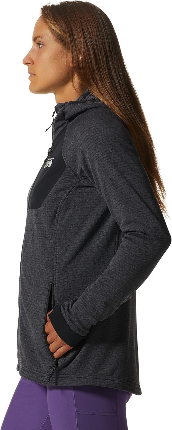 imageMountain Hardwear Womens Polartec Power Grid Full Zip Hoody for Climbing Hiking and Camping Breathable and InsulatedBlue Slate Heather