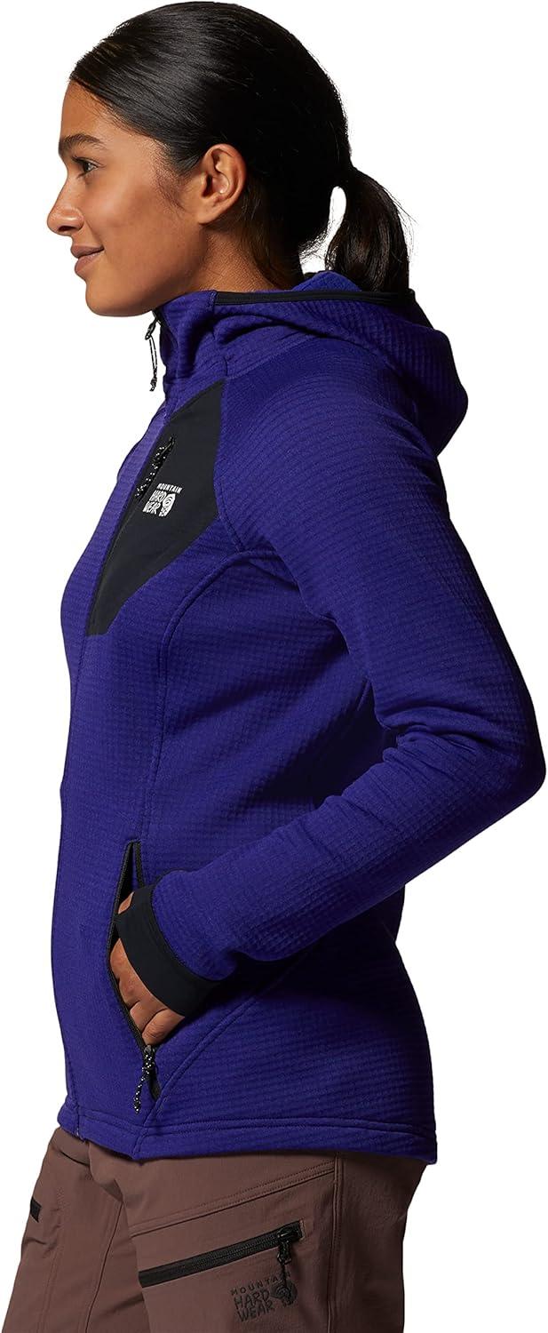 imageMountain Hardwear Womens Polartec Power Grid Full Zip Hoody for Climbing Hiking and Camping Breathable and InsulatedKlein Blue Heather
