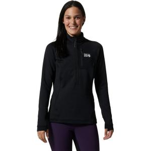 Mountain Hardwear womens Polartec Power Grid Half Zip Jacket(Black)