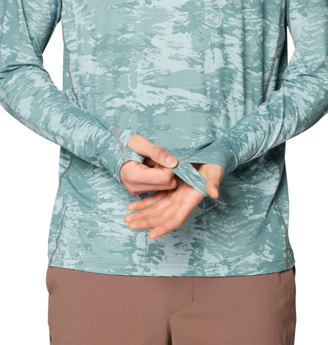 imageMountain Hardwear Mens Crater Lake Hoody for Hiking Camping Backpacking and Casual WearBlue Sage Inked Dyed Print
