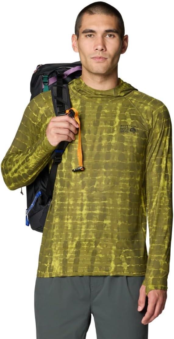 imageMountain Hardwear Mens Crater Lake Hoody for Hiking Camping Backpacking and Casual WearCombat Green Prismatic Print