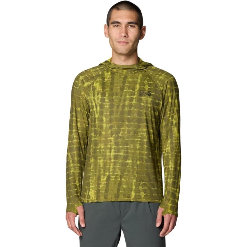 imageMountain Hardwear Mens Crater Lake Hoody for Hiking Camping Backpacking and Casual WearCombat Green Prismatic Print