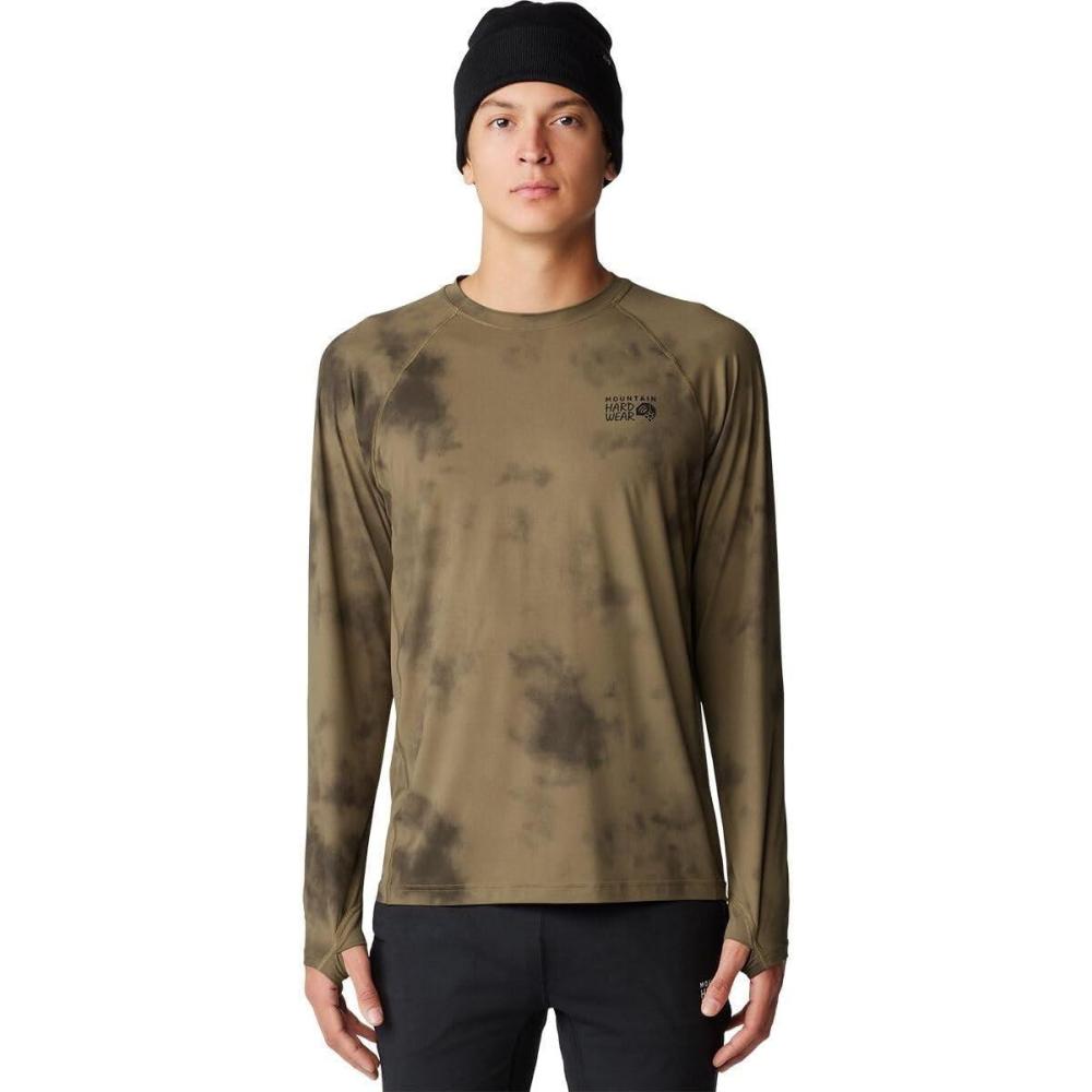 imageMountain Hardwear Mens Crater Lake Long Sleeve Crew Shirt for Hiking Camping Outdoor Adventures and Casual WearRaw Clay Clouds Dye Print