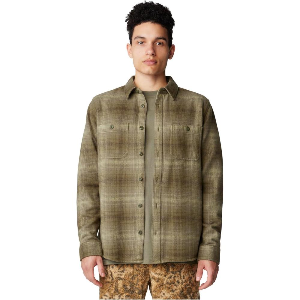 imageMountain Hardwear Mens Plusher Long Sleeve ShirtDark Pine Ombre Buffalo Check Print