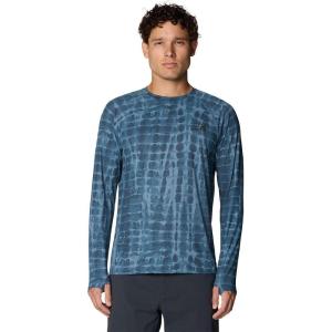 Mountain Hardwear Men’s Crater Lake Long Sleeve Crew Shirt for Hiking, Camping, Outdoor Adventures, and Casual Wear(Adriatic Blue Prismatic Print)