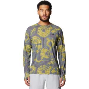 Mountain Hardwear Men’s Crater Lake Long Sleeve Crew Shirt for Hiking, Camping, Outdoor Adventures, and Casual Wear(Adriatic Blue Spore Dye Print)