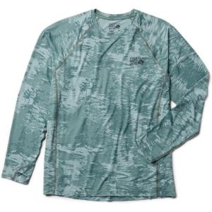 Mountain Hardwear Men’s Crater Lake Long Sleeve Crew Shirt for Hiking, Camping, Outdoor Adventures, and Casual Wear(Blue Sage Inked Dyed Print)