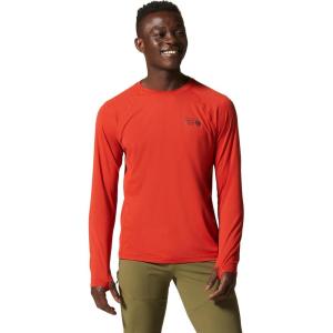 Mountain Hardwear Men’s Crater Lake Long Sleeve Crew Shirt for Hiking, Camping, Outdoor Adventures, and Casual Wear(Desert Red)